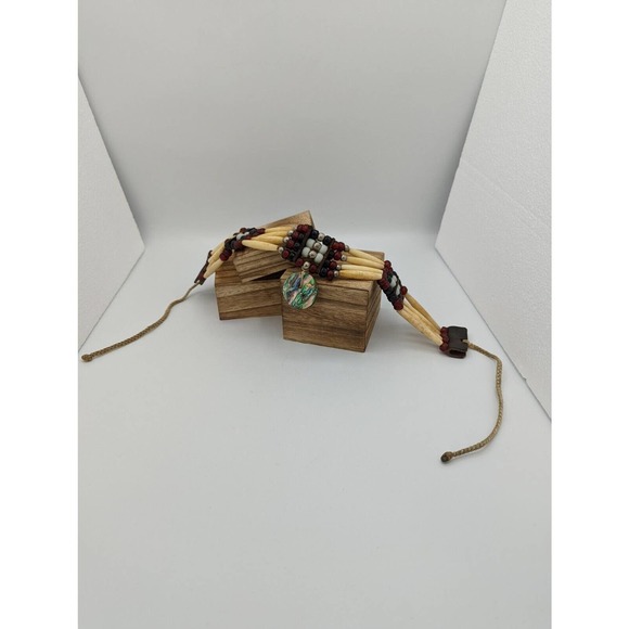 Vintage Native American Old Choker Turkey Bone/Leather horse Hair Traditional - Picture 5 of 12